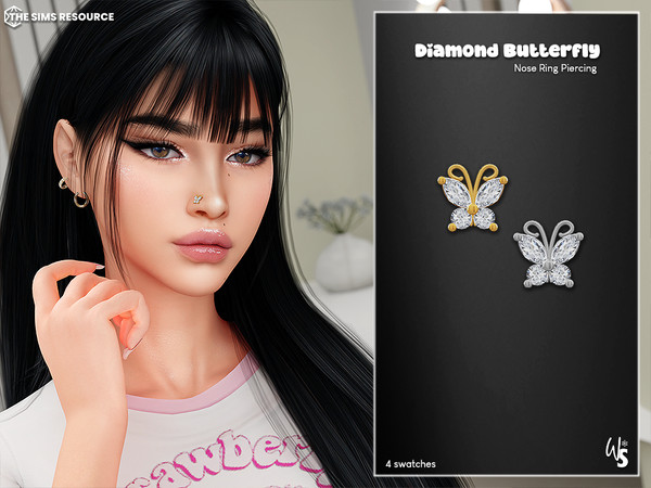 Sims 4 — Butterfly_NoseRing Right by WisteriaSims — for woman - teen to elder - 4 swatches