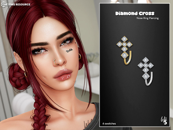 Sims 4 — Cross_NoseRing Right by WisteriaSims — for woman - teen to elder - 4 swatches