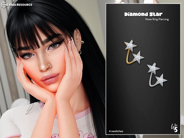 Sims 4 — Star_NoseRing Left by WisteriaSims — for woman - teen to elder - 4 swatches
