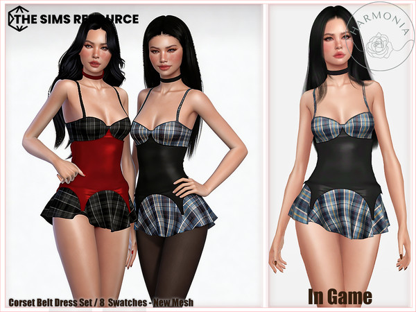 Sims 4 — Patreon - Corset Belt Dress by Harmonia — New Mesh