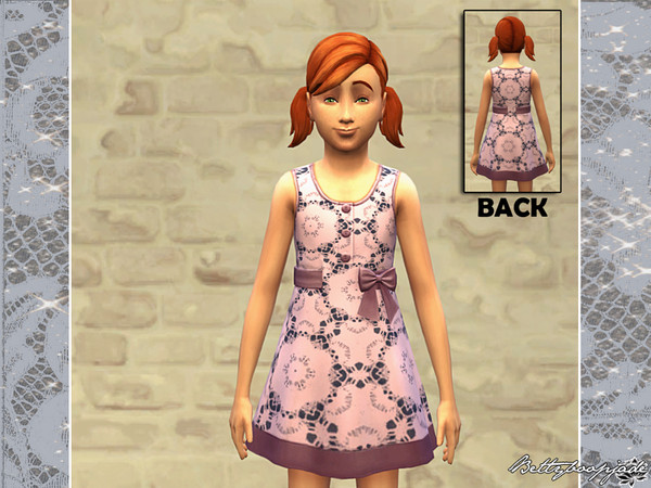 Sims 4 — New Year's Eve lace - Pink dress by Bettyboopjade — Pink dress party for little girl with lace.