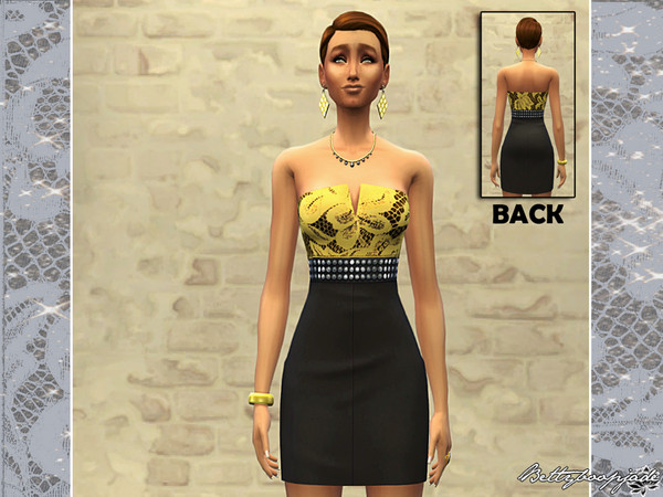 Sims 4 — New Year's Eve lace - Black and golden dress by Bettyboopjade — Black and golden dress party for young adult
