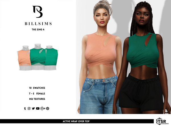Sims 4 — Active Wrap Over Top by Bill_Sims — This top features an active wear material with a wrap over detailing! -