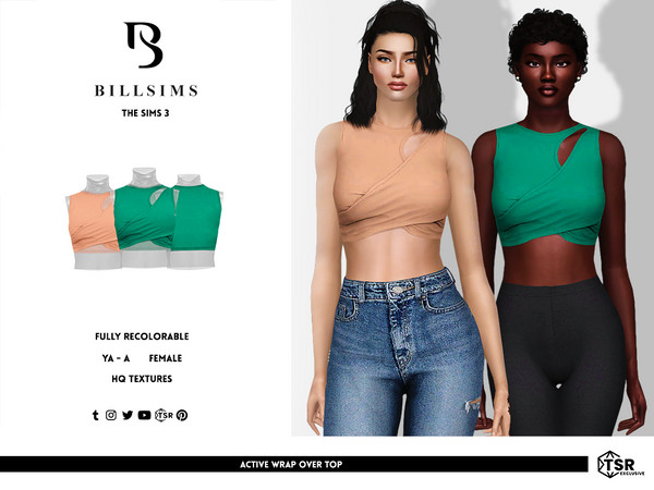 Sims 3 — Active Wrap Over Top by Bill_Sims — This top features an active wear material with a wrap over detailing! -