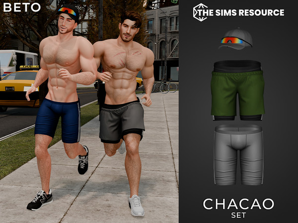 Sims 4 — Chacao (Set) by Beto_ae0 — Men's sportswear outfit with included cap, enjoy!