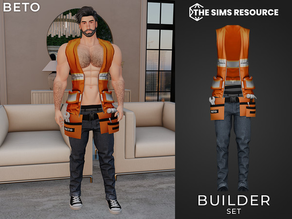 Sims 4 — By Beto - Builder (Acc Bag) by Beto_ae0 — Sexy construction worker outfit for your fantasies and stories, enjoy!