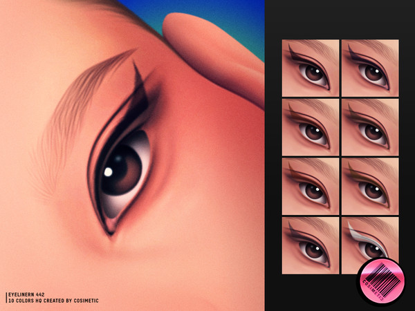 Sims 4 — Defined Sharp Wing Eyeliner N442 by cosimetic — A classic eyeliner with a sharp, defined wing that enhances the
