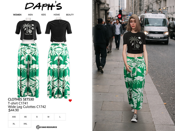 Sims 4 — DAPHS - Clothes SET530 - Wide Leg Culottes C1742 - TSR by Daph's — A relaxed and stylish outfit set featuring a