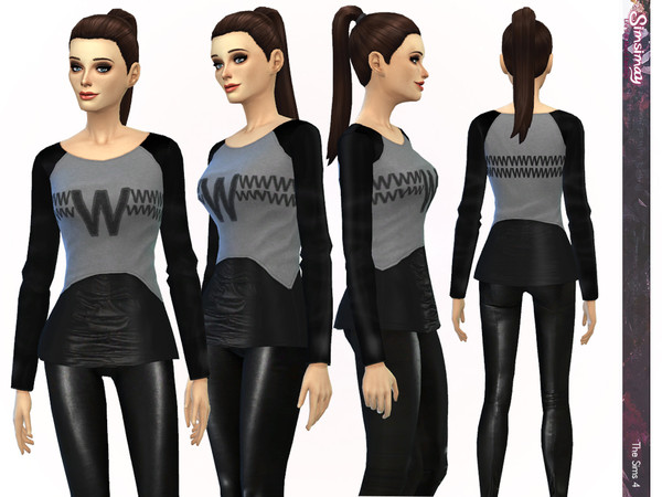 Sims 4 — W Collection - Leatheric Top by Simsimay — Inspired by designer, brand collabration, Top piece combined with