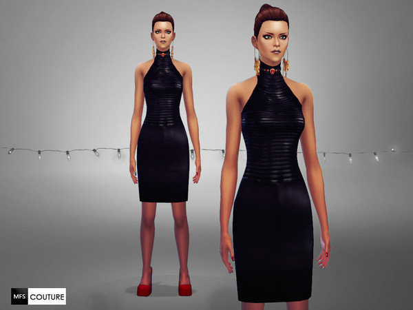 Sims 4 — GH Leather Dress by MissFortune — This dress is part of my christmas collection Glamour Holydays. Please check
