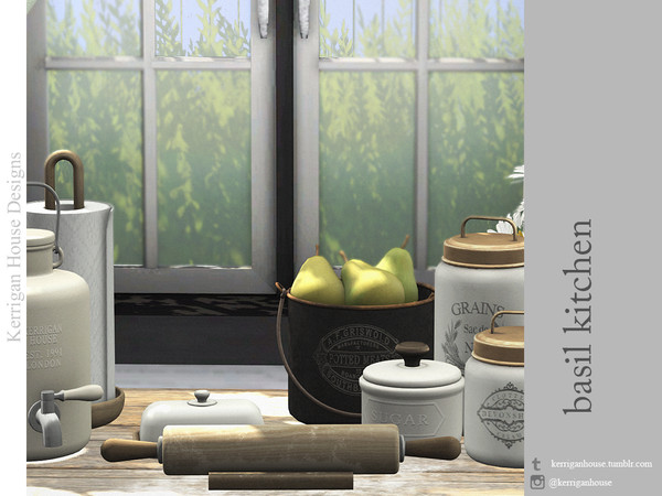 Sims 4 — Basil Kitchen by kerriganhouse — A set of cute vintage kitchen clutter.
