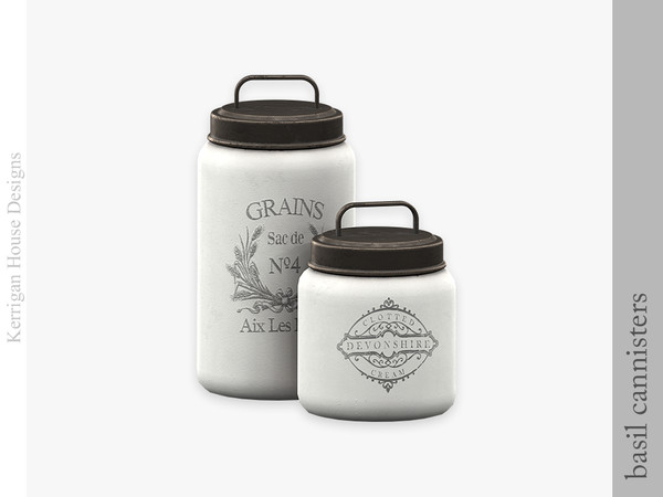 Sims 4 — Basil Cannisters by kerriganhouse — A set of cute vintage kitchen clutter.