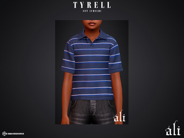 Sims 4 — TYRELL top v2 (child) by ali1 — 3 Piece Set including: Jorts and 2 Polo Shirts with and without sleeves