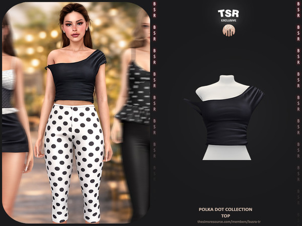 Sims 4 — Polka Dot Collection - 2 Top BD1661 by busra-tr — - Set Inclued : Top x4 - Skirt - Legging x2 - Pants - 1