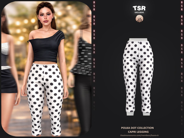 Sims 4 — Polka Dot Collection - 2 Capri Legging BD1661 by busra-tr — - Set Inclued : Top x4 - Skirt - Legging x2 - Pants