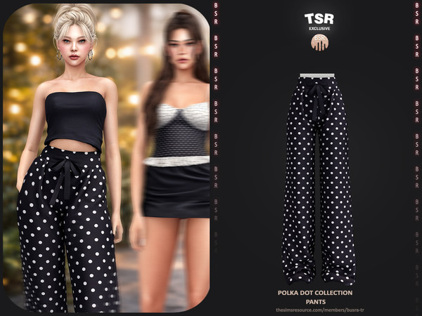 Sims 4 — (busra-tr) Polka Dot Collection - 4 Pants BD1661 by busra-tr — - Set Inclued : Top x4 - Skirt - Legging x2 -