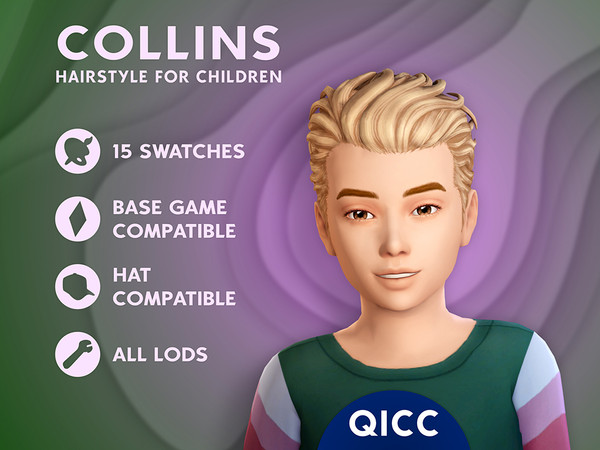 Sims 4 — Collins Hair by qicc — Short, swept-back male hair with volume. - Maxis Match