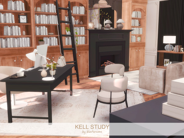 Sims 4 — Kell Study by BlusterSims — The Kell Study is a stylish, functional workspace that blends modern furniture with