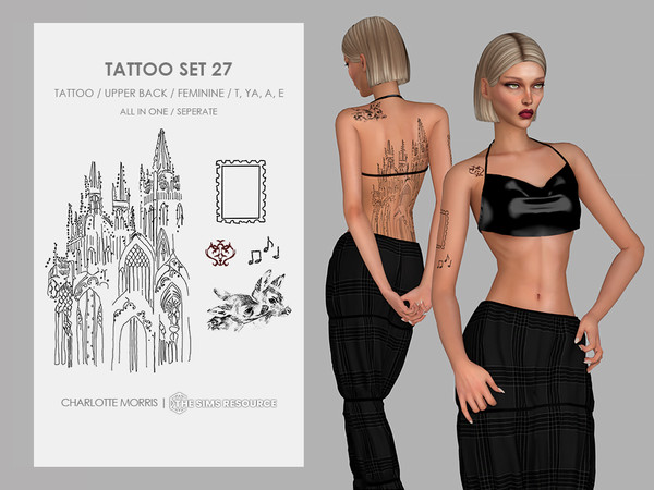 Sims 4 — Tattoo Set 27 by Charlotte_Morris — Skin Details - Tattoos