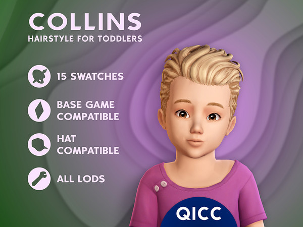 Sims 4 — Collins Hair by qicc — Short, swept-back male hair with volume. - Maxis Match