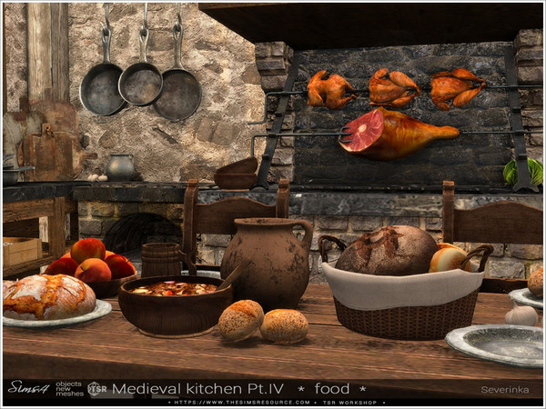 Sims 4 — Medieval kitchen Pt.IV Food by Severinka_ — A set of furniture and decor in the Medieval style for decorating a