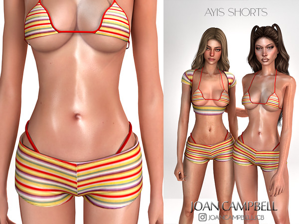 Sims 4 — JCB AYIS SHORTS by Joan_Campbell_Beauty_ — INCLUDES: TOP (3 swatches)