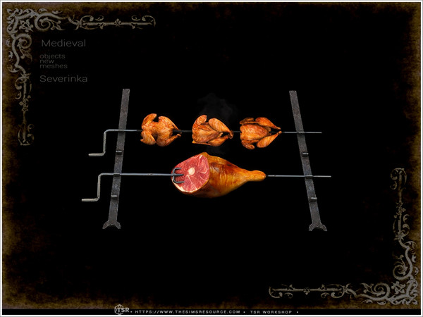 Sims 4 — Medieval - roasting-jack by Severinka_ — A set of furniture and decor in the Medieval style for decorating a
