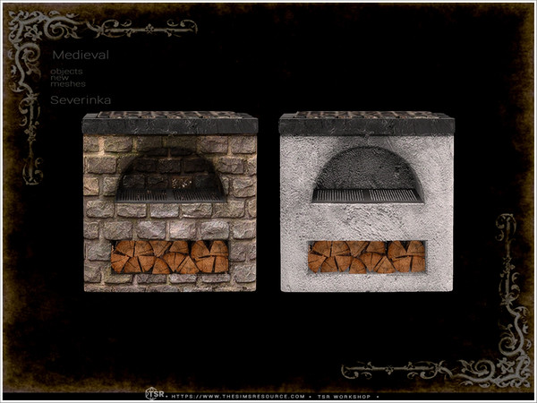 Sims 4 — Medieval - stove by Severinka_ — A set of furniture and decor in the Medieval style for decorating a kitchen,