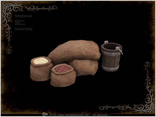 Sims 4 — Medieval - flour bags by Severinka_ — A set of furniture and decor in the Medieval style for decorating a