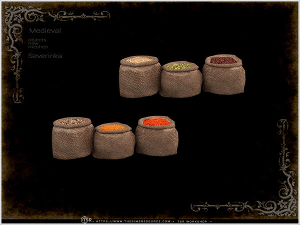 Sims 4 — Medieval - spices bags by Severinka_ — A set of furniture and decor in the Medieval style for decorating a