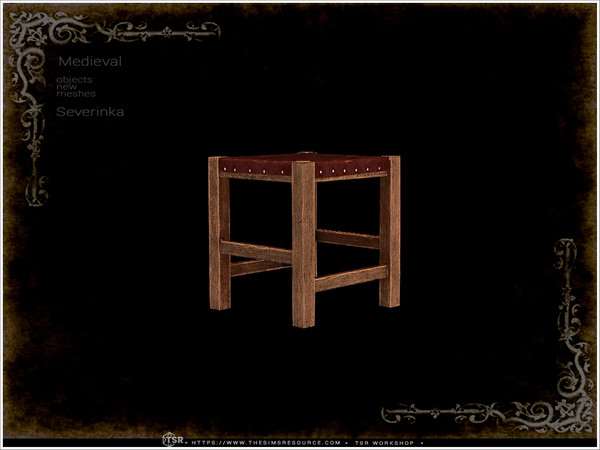 Sims 4 — Medieval - backless stool by Severinka_ — A set of furniture and decor in the Medieval style for decorating a