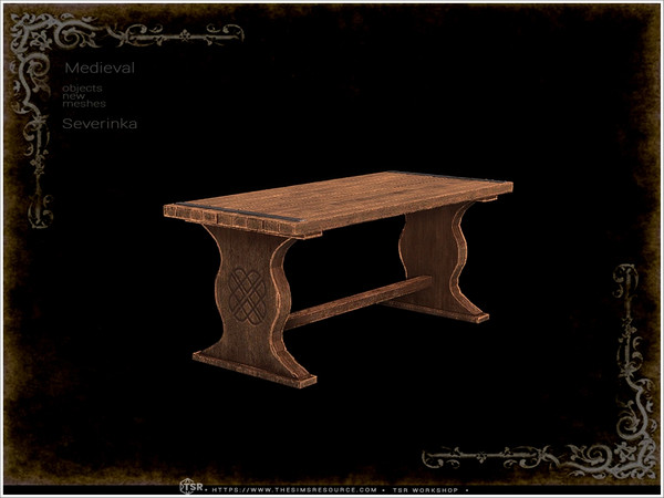 Sims 4 — Medieval - dining table 2x1 by Severinka_ — A set of furniture and decor in the Medieval style for decorating a