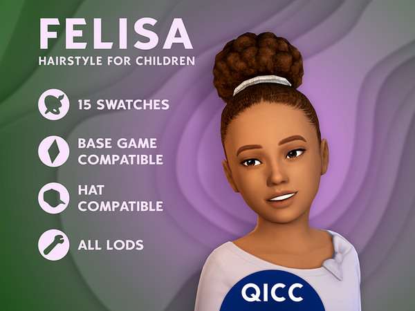 Sims 4 — Felisa Hair by qicc — High textured puff bun updo hair. - Maxis Match