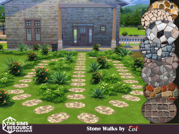Sims 4 — Stone Walks by evi — Stone decorations for outdoors. Yards,gardens,beach.