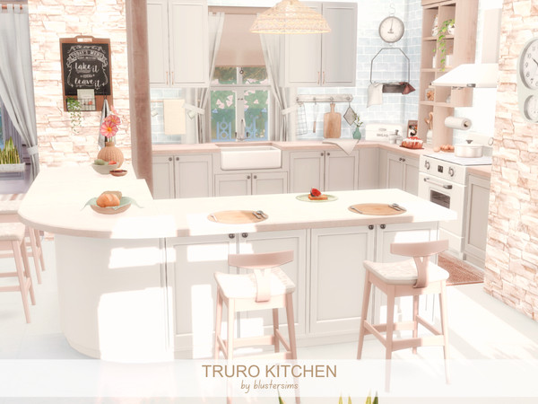 Sims 4 — Truro Kitchen by BlusterSims — The Truro kitchen is a bright, cozy space with soft pastel tones, light wood