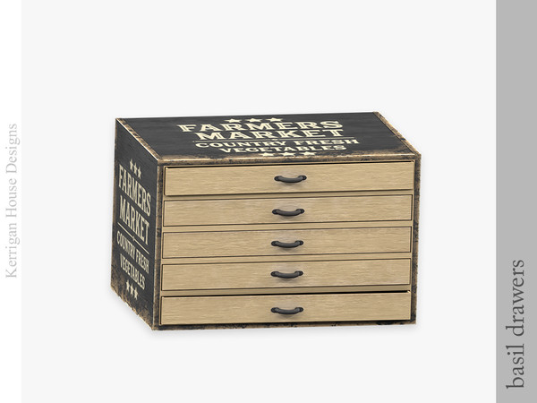 Sims 4 — Basil Drawers by kerriganhouse — A set of vintage clutter.