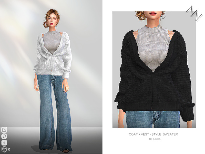 Sims 4 classic tailoring and knitwear custom content CC COAT+VEST-STYLE SWEATER by ZNsims