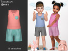Sims 4 — Callie Tank Top and Shorts Set by talarian — Sleeveless tank top with button placket and contrast checkered