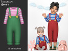 Sims 4 — Isla (Toddler) Overall Jumpsuit with Long Sleeve Striped Top by talarian — Overall jumpsuit with shoulder straps