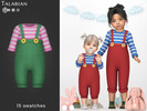 Sims 4 — Isla (Infant) Overall Jumpsuit with Long Sleeve Striped Top by talarian — Overall jumpsuit with shoulder straps