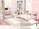 Sims 4 — Amour Bedroom by BlusterSims — The Amour Bedroom is a soft, blush-toned retreat filled with warm light, cozy