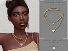 Sims 4 — Gold Layered Heart Necklace by Glitterberryfly — A gold layered heart necklace with pearl pendant