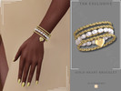 Sims 4 — Gold Heart Layered Bracelet by Glitterberryfly — A layered gold bracelet with heart pendant and pearls
