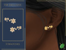 Sims 4 — Aria Studs by Pitted0live — Stud earrings with cute metal flowers and gold beads Custom catalog image