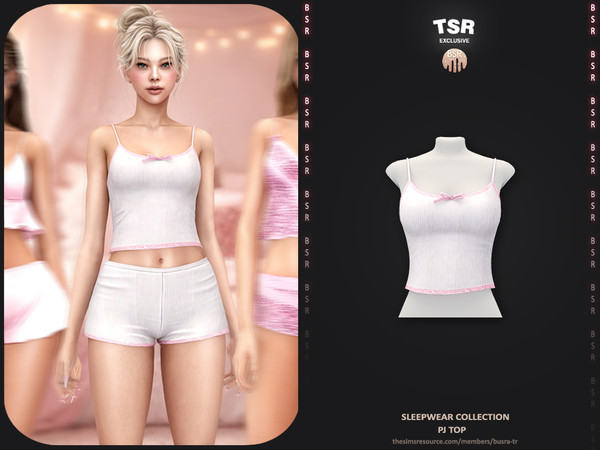 Sims 4 — Sleepwear Collection - 1 Pj Top BD1662 by busra-tr — - Set Inclued : Top x4 - Short x4 - 5 Swatches