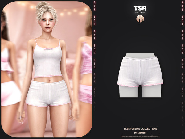 Sims 4 — Sleepwear Collection - 1 Pj Short BD1662 by busra-tr — - Set Inclued : Top x4 - Short x4 - 5 Swatches