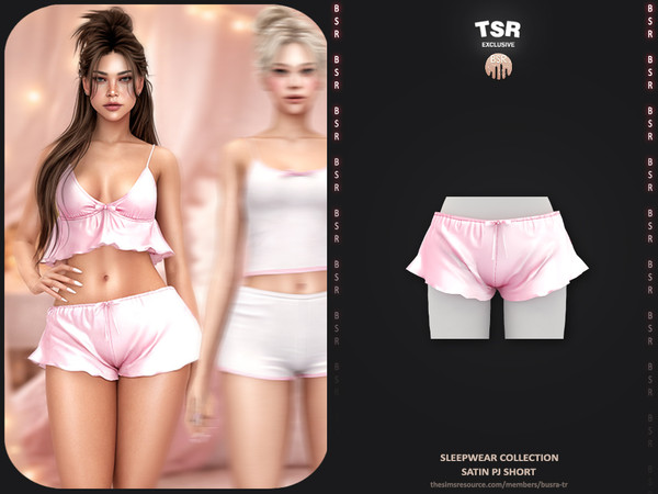 Sims 4 — Sleepwear Collection - 3 Satin Pj Short BD1662 by busra-tr — - Set Inclued : Top x4 - Short x4 - 5 Swatches
