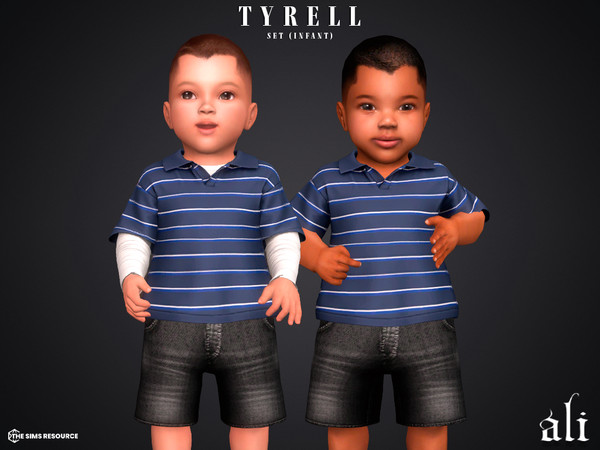 Sims 4 — TYRELL set (infant) by ali1 — 3 Piece Set including: Jorts and 2 Polo Shirts with and without sleeves