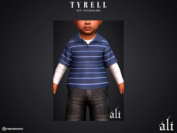 Sims 4 — TYRELL top v1 (toddler) by ali1 — 3 Piece Set including: Jorts and 2 Polo Shirts with and without sleeves