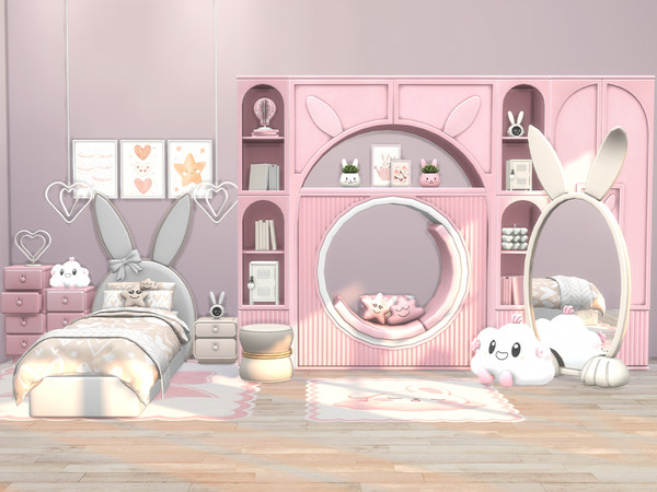 Sims 4 — Kids Bunny Bedroom Part 2 by Comiko — Part 2 - Kids Bunny Bedroom Set is base game compatible and consist of 7